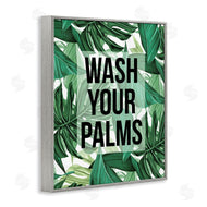 Stupell Studio | Wash Your Palms Bathroom Phrase Green Plant Leaves