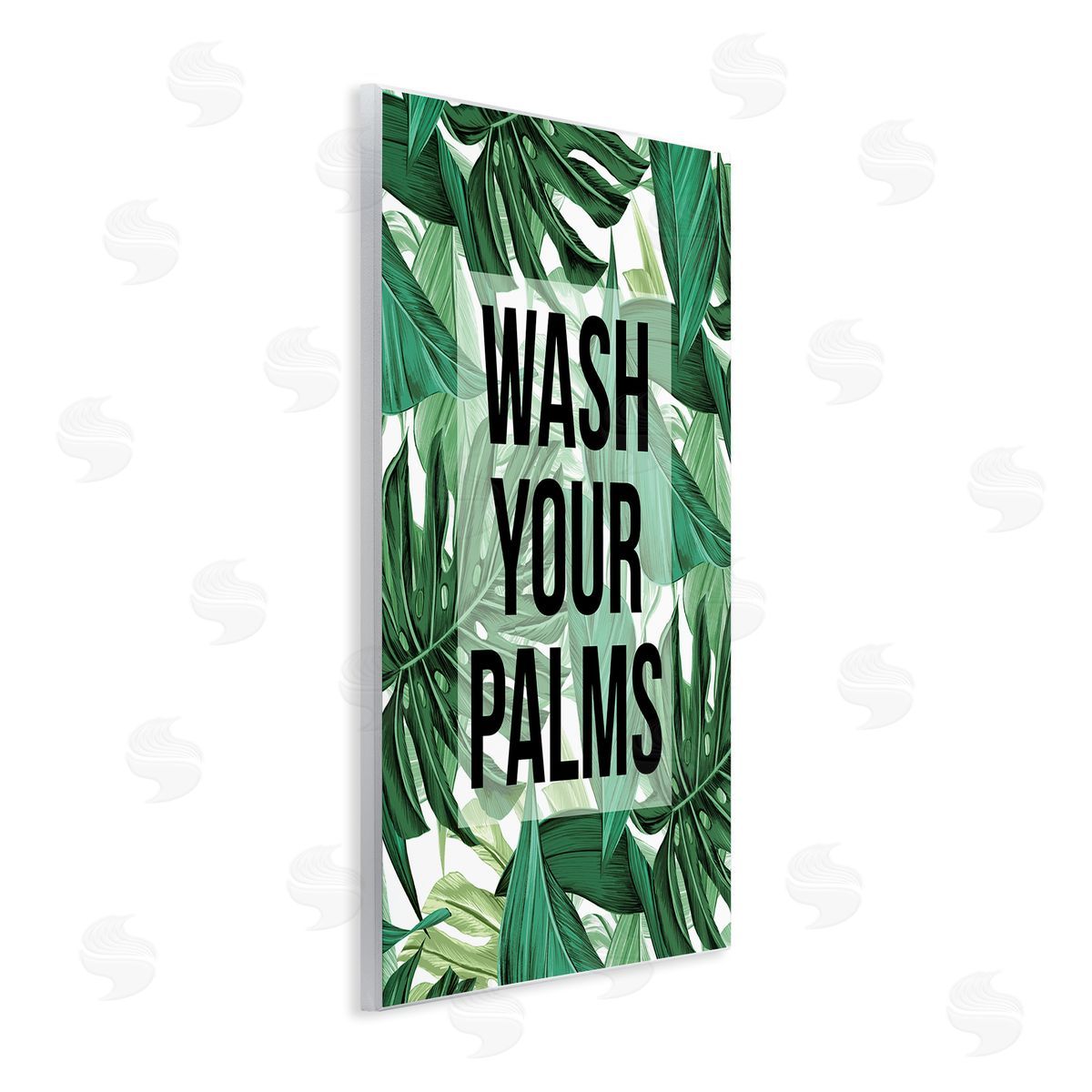 Stupell Studio Wash Your Palms Bathroom Phrase Green Plant Leaves Wall Plaque Art