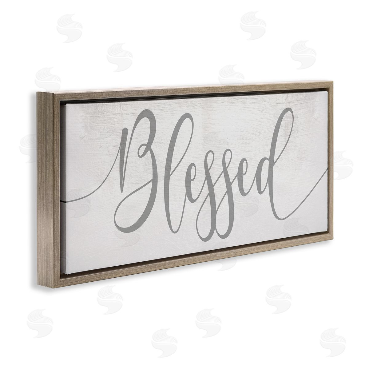 Soft Grey Blessed Typography Brown Floating Frame Canvas Wall Art, Home Decor by Stupell Studio