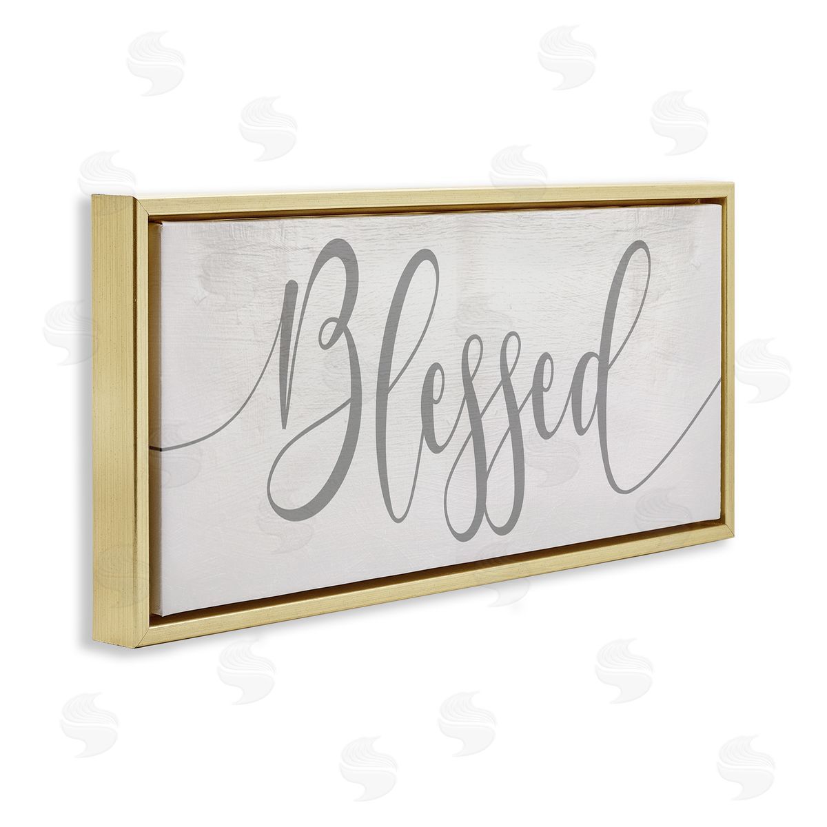 Soft Grey Blessed Typography Gold Floating Frame Canvas Wall Art, Home Decor by Stupell Studio