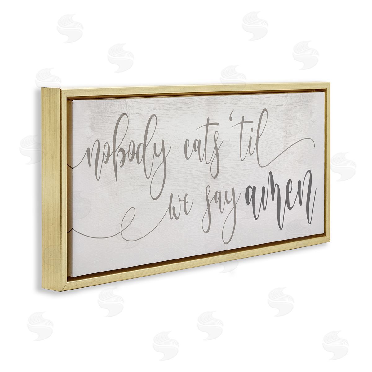 Stupell Studio Nobody Eats Until Amen Phrase Family Kitchen Gold Floater Frame Canvas Art