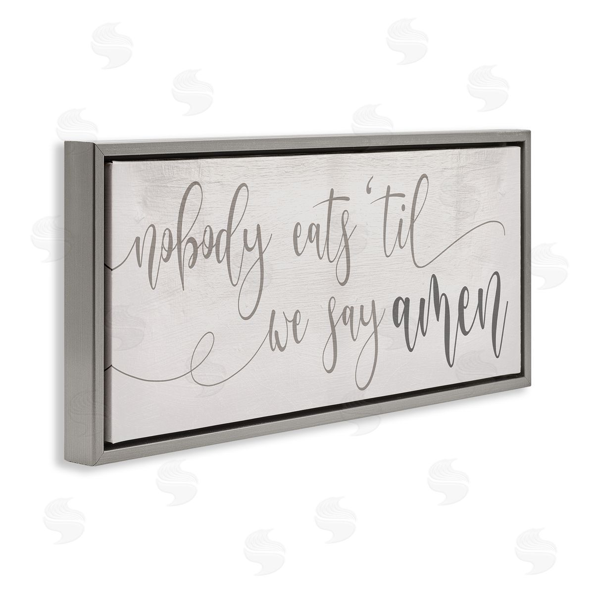 Stupell Studio Nobody Eats Until Amen Phrase Family Kitchen Gray Floater Frame Canvas Art