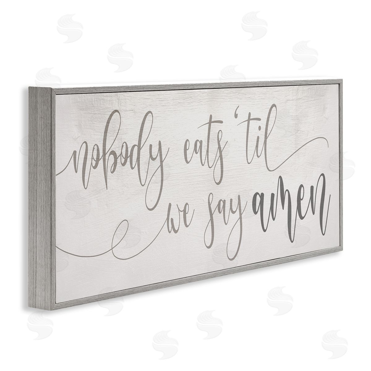 Stupell Studio Nobody Eats Until Amen Phrase Family Kitchen Gray Framed Giclee Wall Art