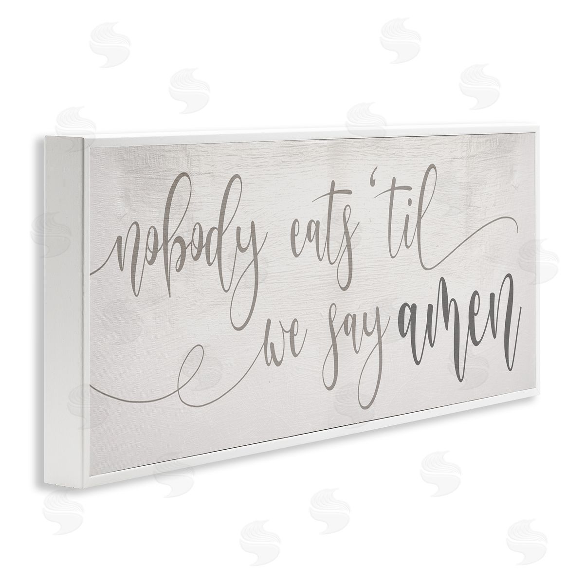 Stupell Studio Nobody Eats Until Amen Phrase Family Kitchen White Framed Giclee Wall Art