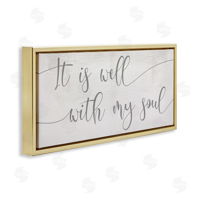 Stupell Studio | Well With My Soul Quote Soft Grey Script
