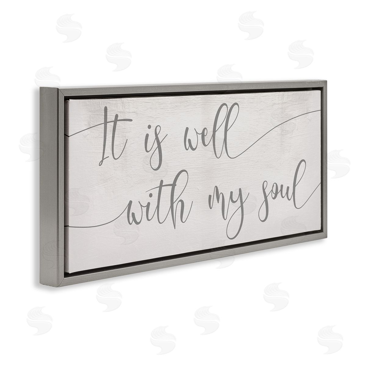 Stupell Studio Well With My Soul Quote Soft Grey Script Gray Floater Frame Canvas Art