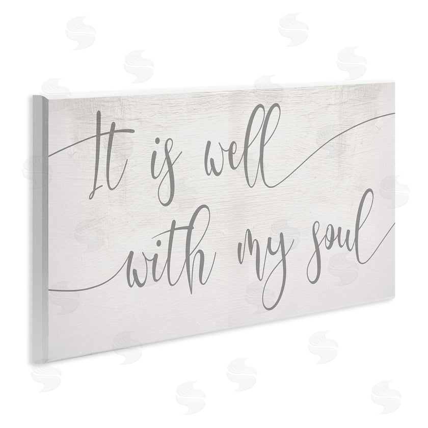 Stupell Studio | Well With My Soul Quote Soft Grey Script