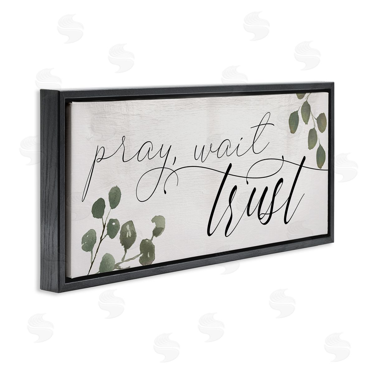 Pray Wait Trust Phrase Black Floating Frame Canvas Wall Art, Home Decor by Stupell Studio