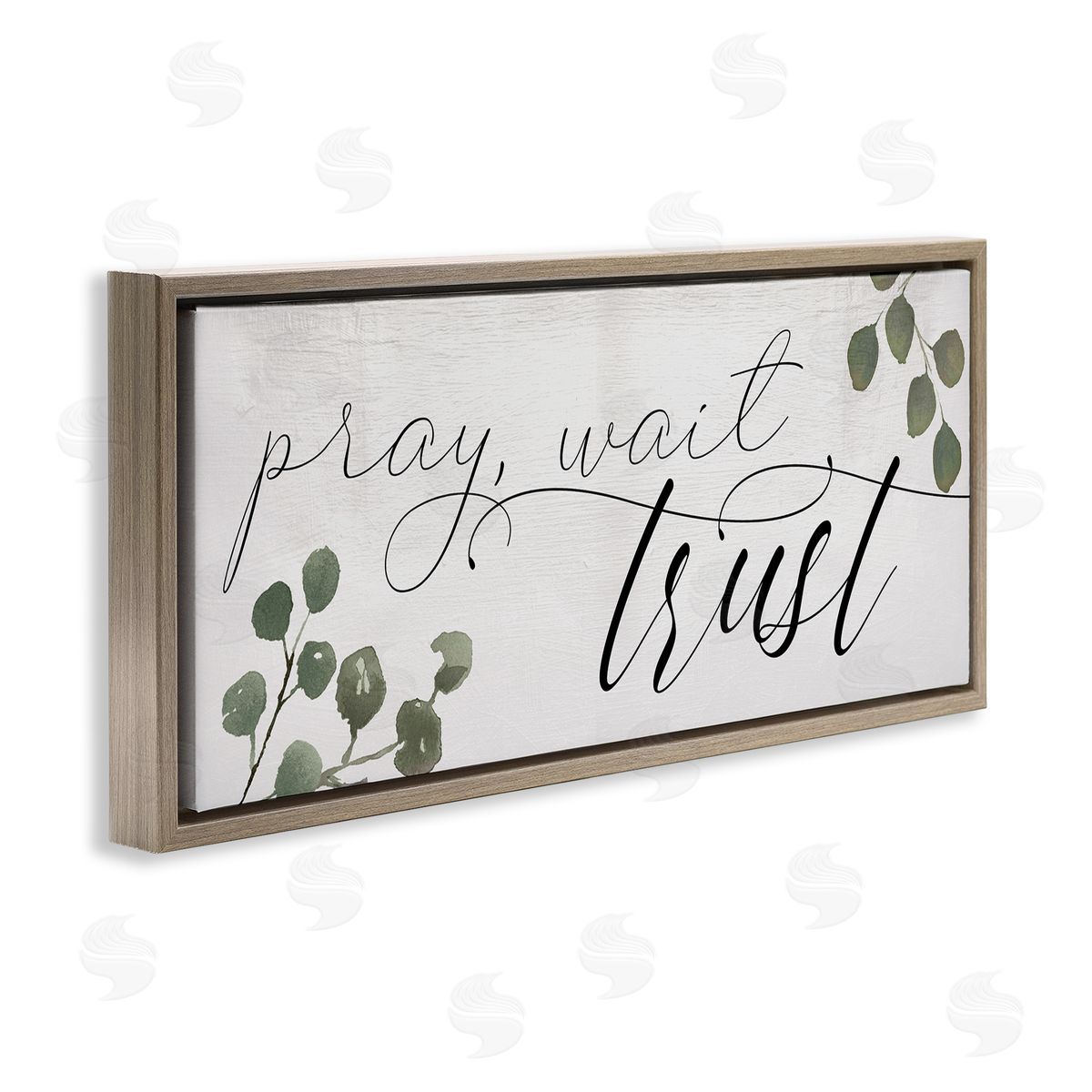 Pray Wait Trust Phrase Brown Floating Frame Canvas Wall Art, Home Decor by Stupell Studio