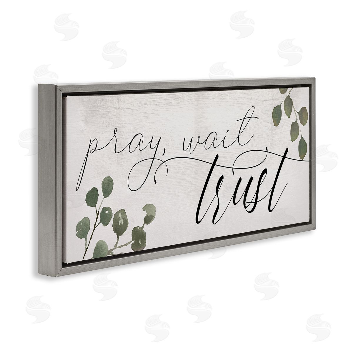 Pray Wait Trust Phrase Grey Floating Frame Canvas Wall Art, Home Decor by Stupell Studio