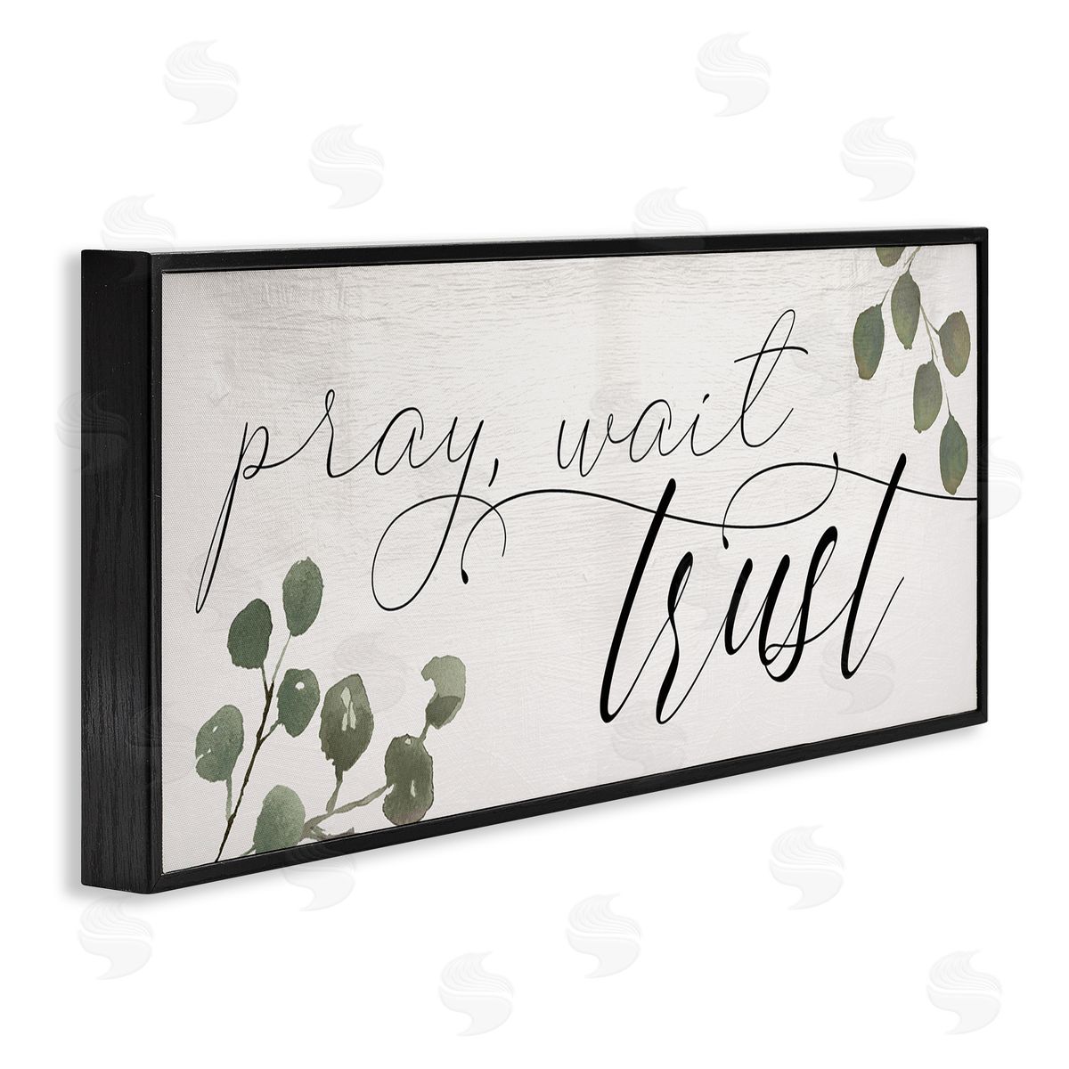 Pray Wait Trust Phrase Black Frame Print Wall Art, Home Decor by Stupell Studio