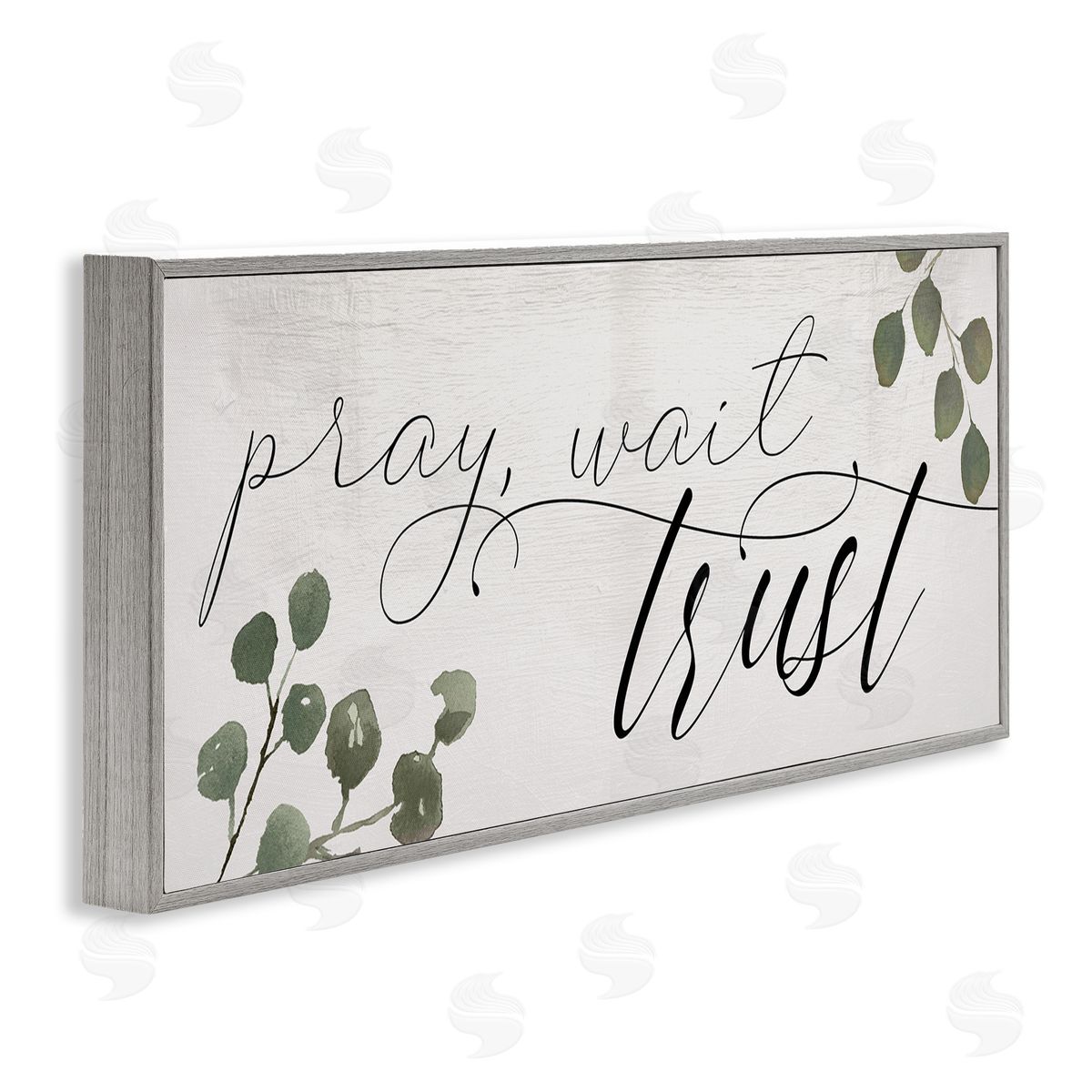 Pray Wait Trust Phrase Grey Frame Print Wall Art, Home Decor by Stupell Studio
