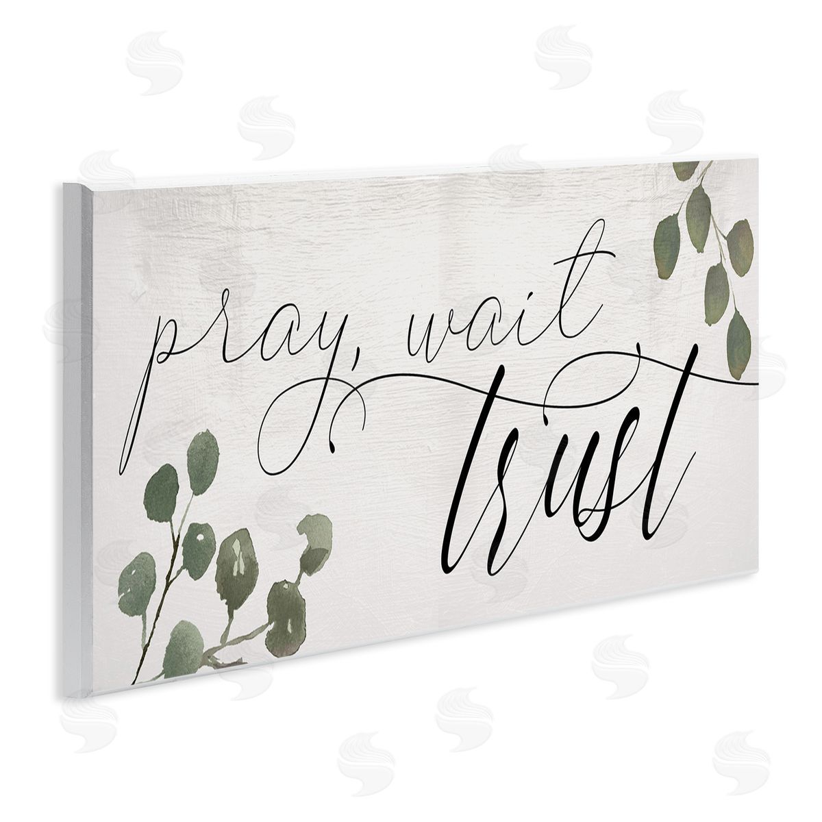 Pray Wait Trust Phrase Wood Plaque Wall Art, Home Decor by Stupell Studio