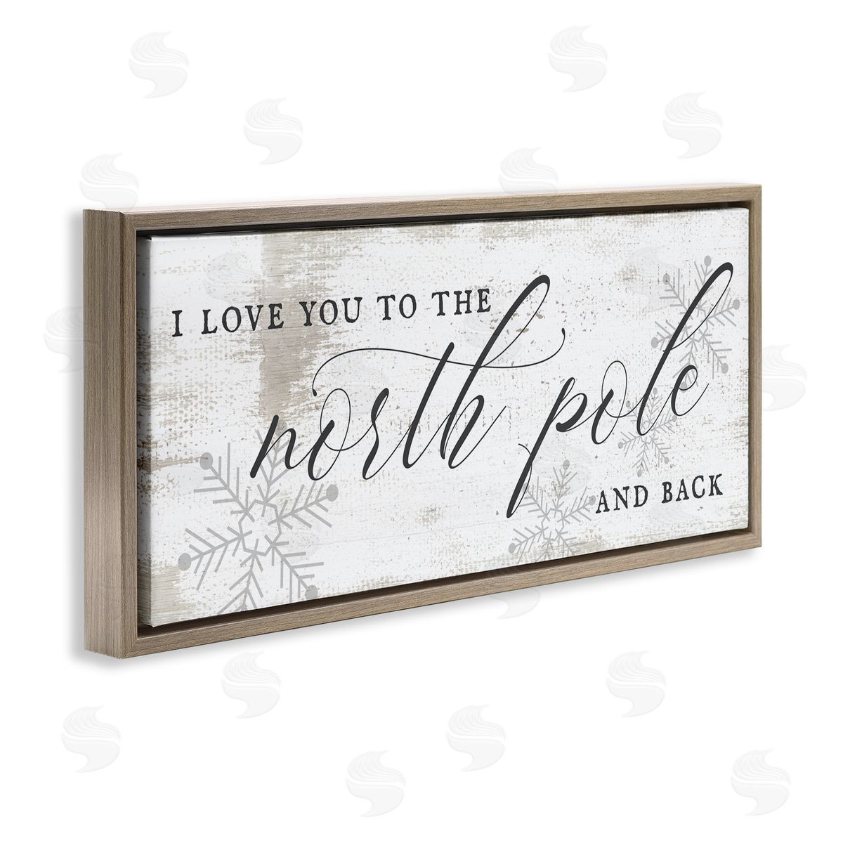 Stupell Studio Love You to North Pole Phrase Romantic Christmas Brown Floater Frame Canvas Art