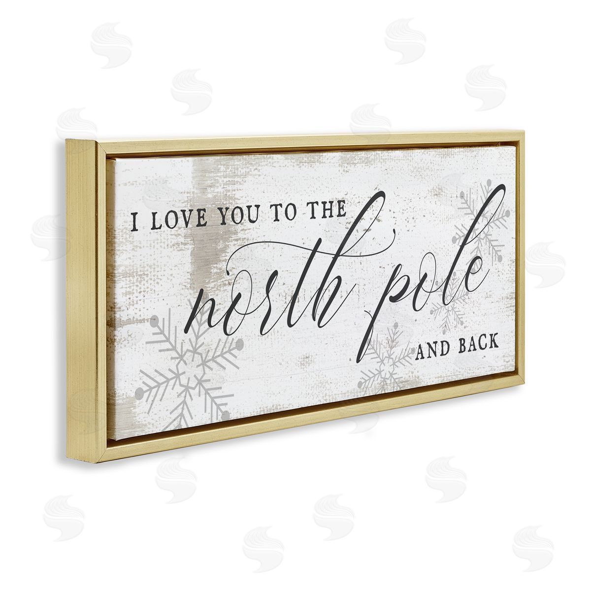 Stupell Studio Love You to North Pole Phrase Romantic Christmas Gold Floater Frame Canvas Art