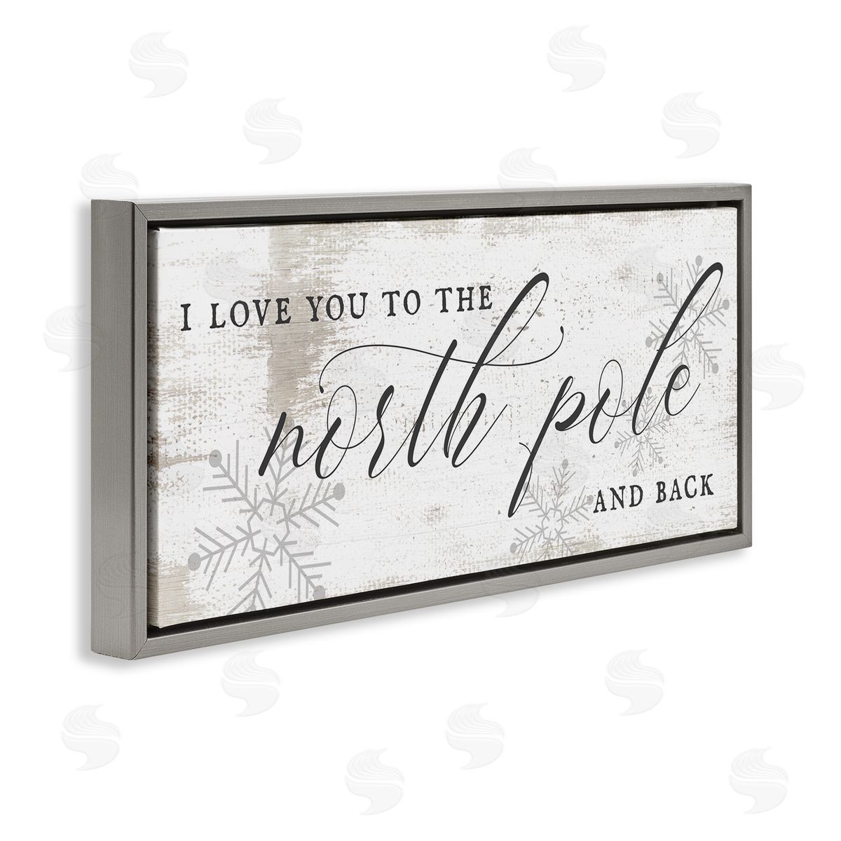 Stupell Studio Love You to North Pole Phrase Romantic Christmas Gray Floater Frame Canvas Art