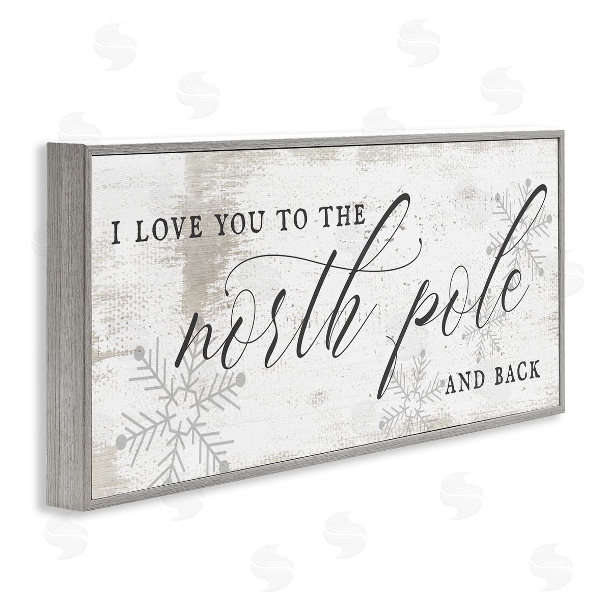 Stupell Studio Love You to North Pole Phrase Romantic Christmas Gray Framed Giclee Wall Art