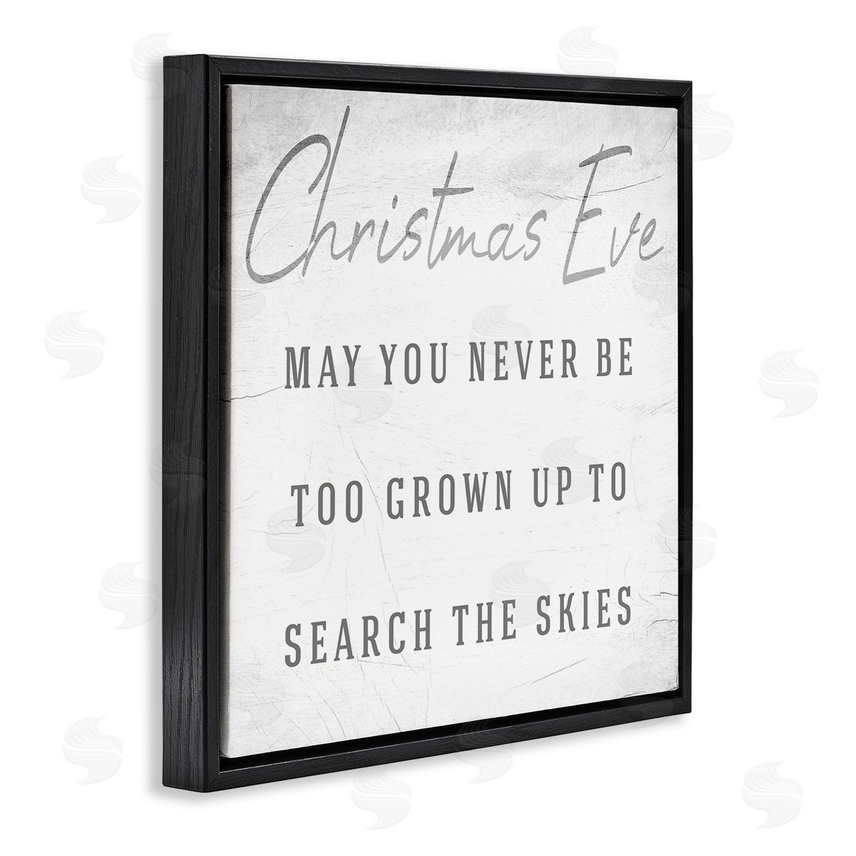 Stupell Studio Search the Skies Christmas Eve Phrase Winter Holiday Black Floater Frame Canvas Art