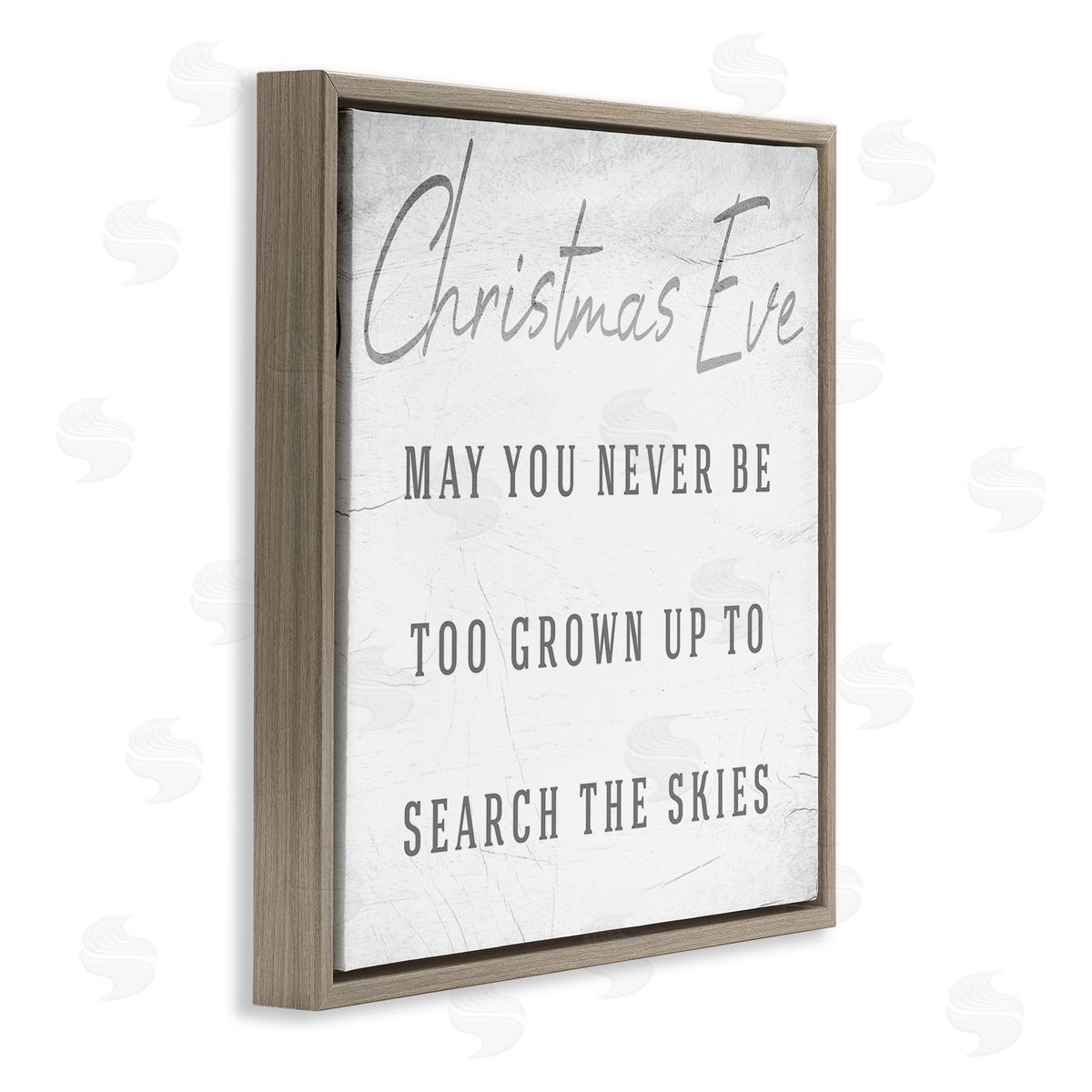 Stupell Studio Search the Skies Christmas Eve Phrase Winter Holiday Brown Floater Frame Canvas Art