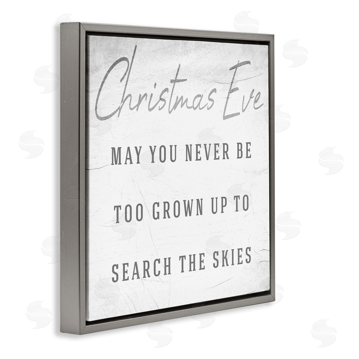 Stupell Studio Search the Skies Christmas Eve Phrase Winter Holiday Gray Floater Frame Canvas Art
