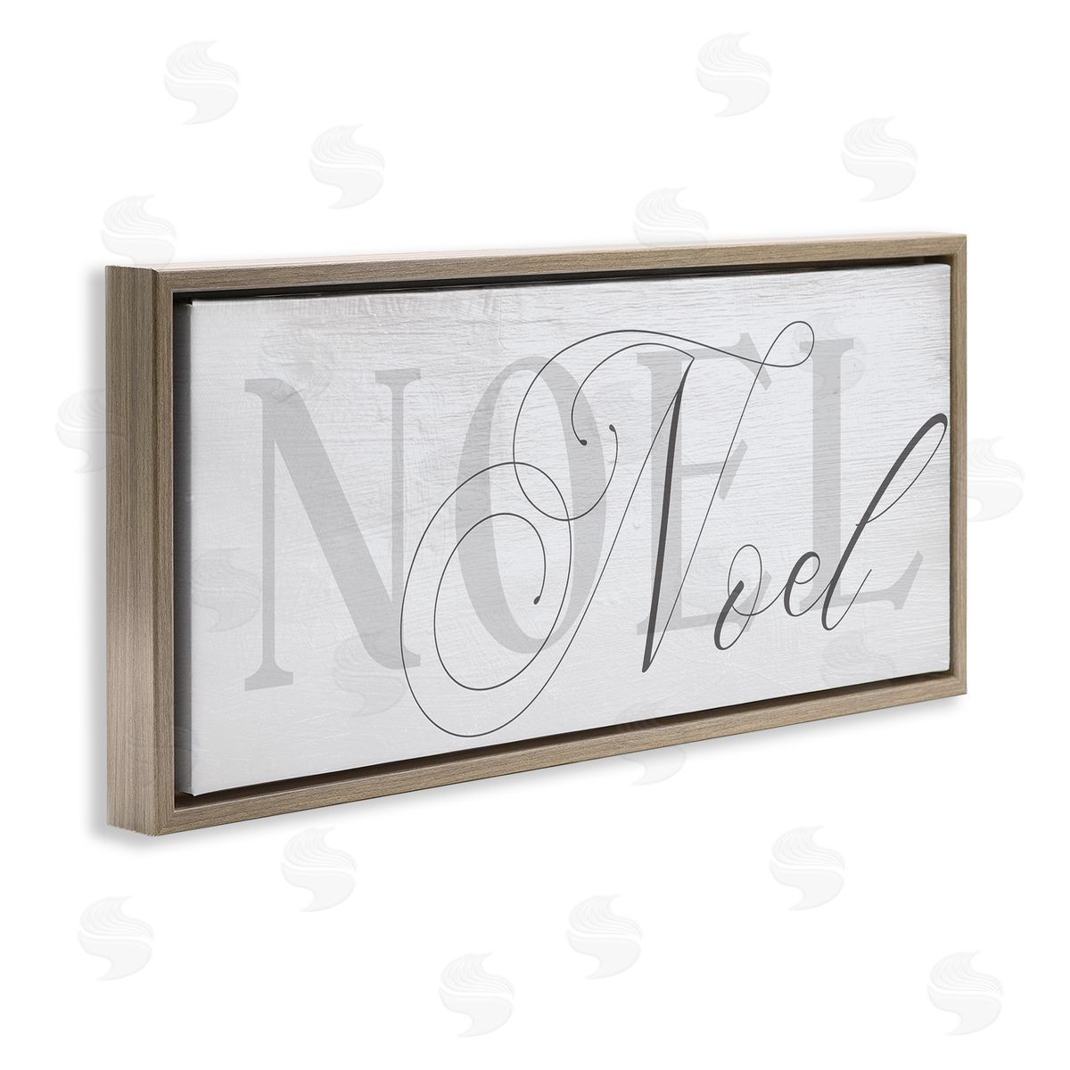 Stupell Studio Quaint Noel Typography Charming Christmas Icon Brown Floater Frame Canvas Art