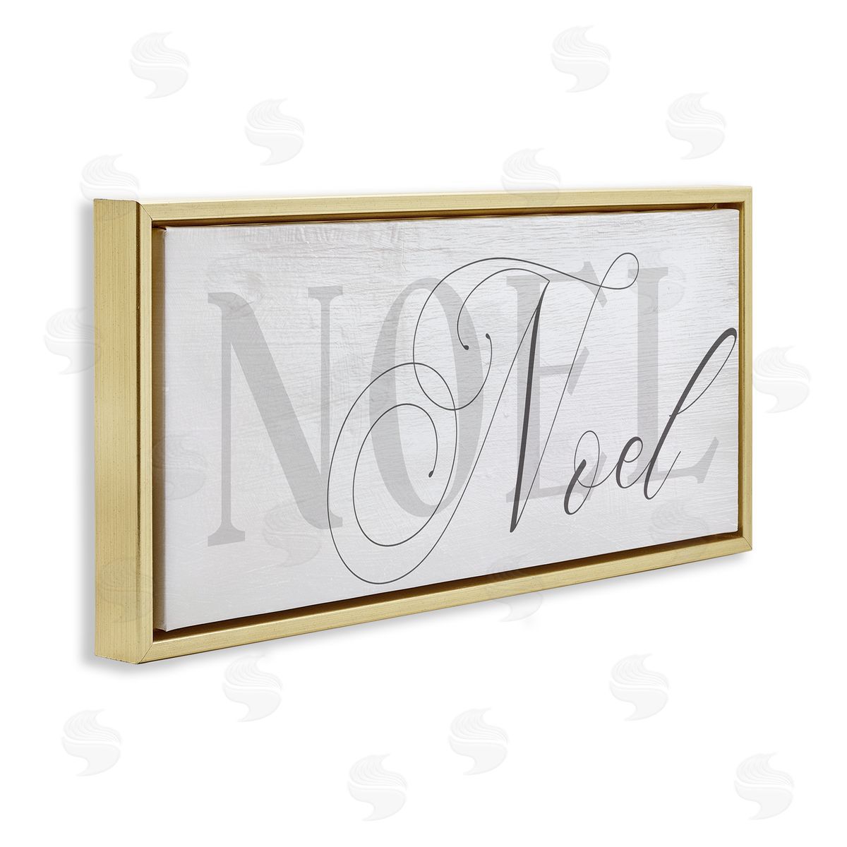 Stupell Studio Quaint Noel Typography Charming Christmas Icon Gold Floater Frame Canvas Art