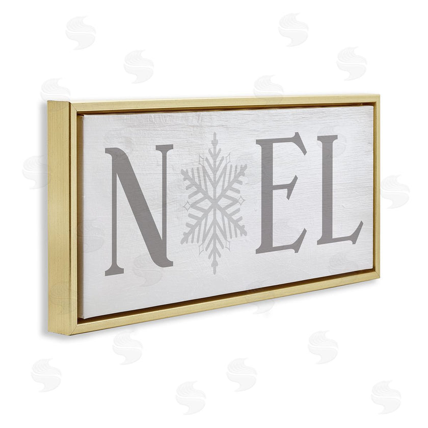 Stupell Studio | Noel Christmas Phrase Winter Snowflake Typography