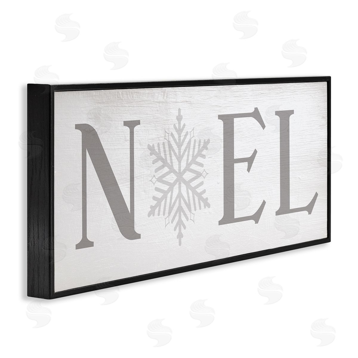 Stupell Studio Noel Christmas Phrase Winter Snowflake Typography Black Framed Giclee Wall Art