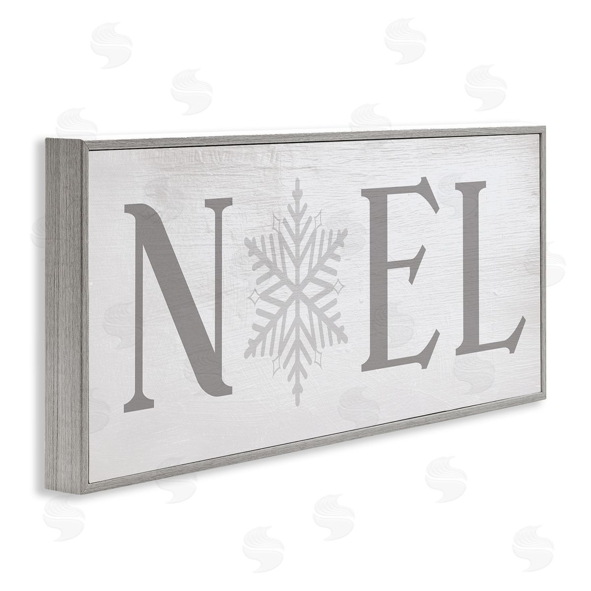 Stupell Studio Noel Christmas Phrase Winter Snowflake Typography Gray Framed Giclee Wall Art