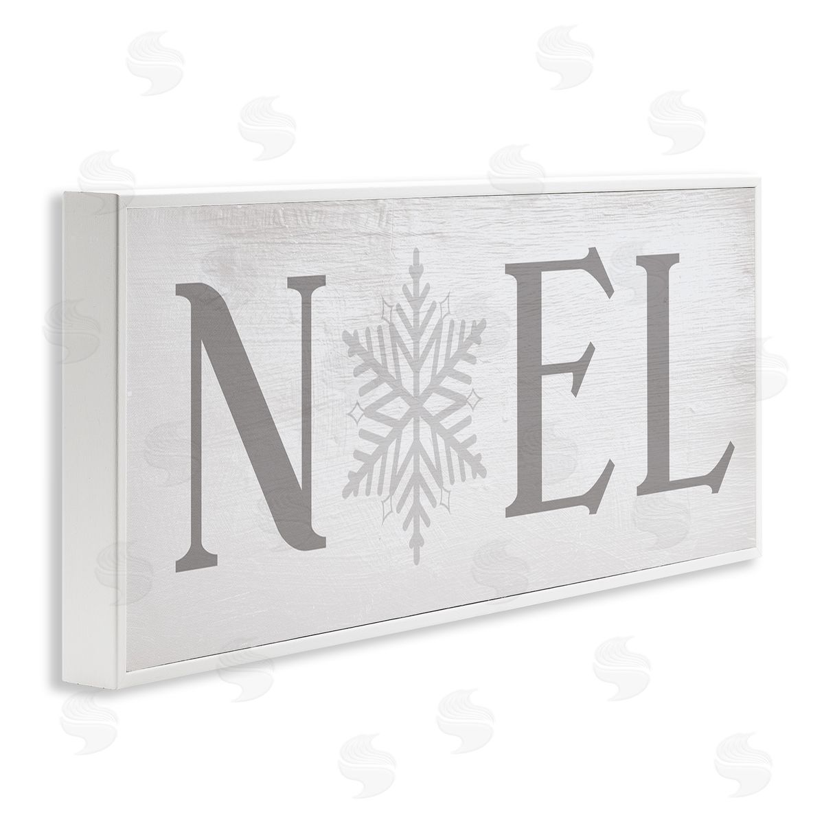 Stupell Studio Noel Christmas Phrase Winter Snowflake Typography White Framed Giclee Wall Art