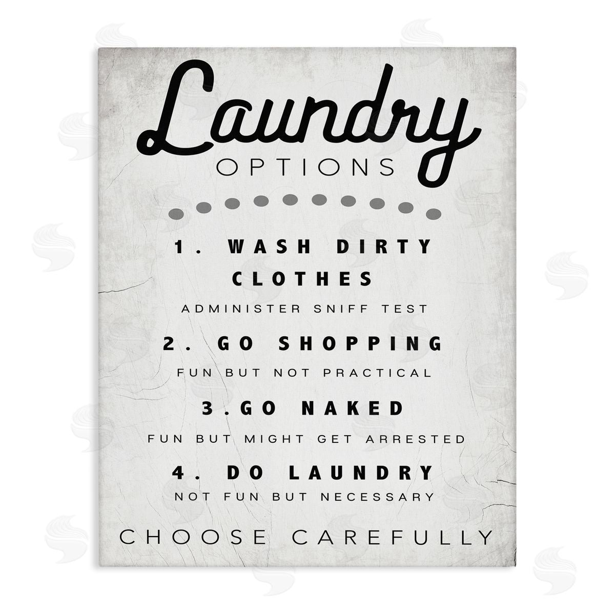 Stupell Studio Laundry Options Sign Funny Cleaning Suggestions Canvas Wall Art
