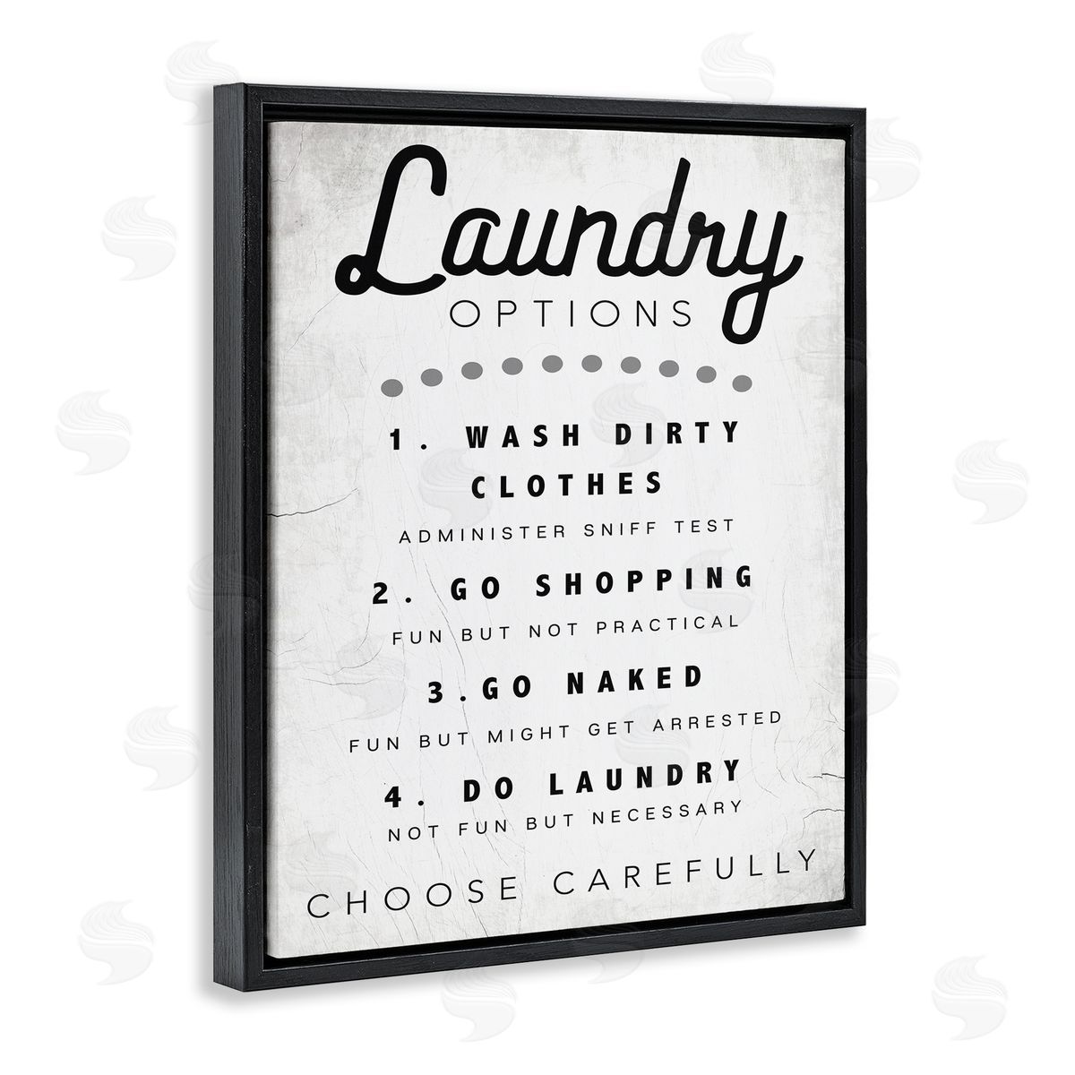 Stupell Studio Laundry Options Sign Funny Cleaning Suggestions Black Floater Frame Canvas Art