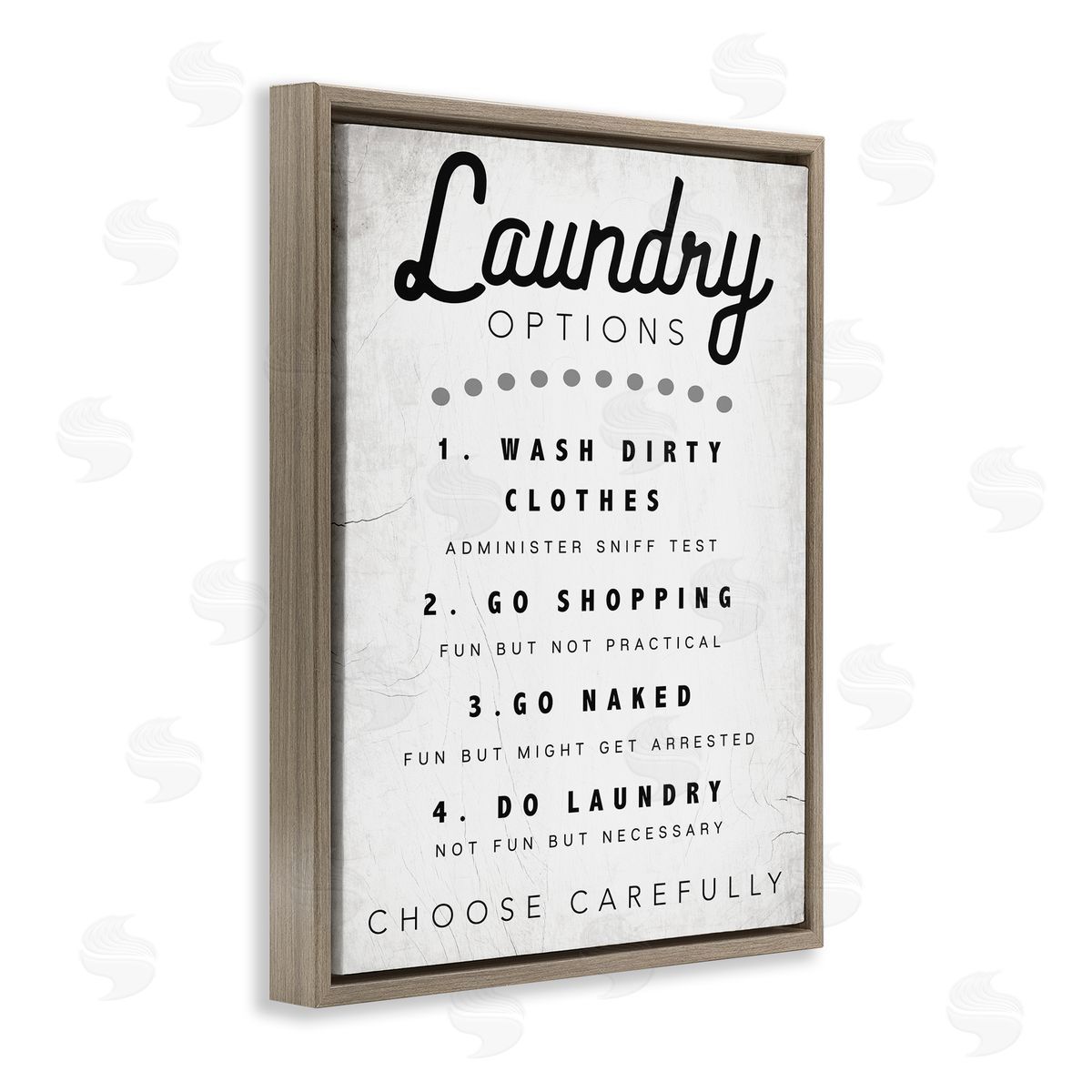 Stupell Studio Laundry Options Sign Funny Cleaning Suggestions Brown Floater Frame Canvas Art
