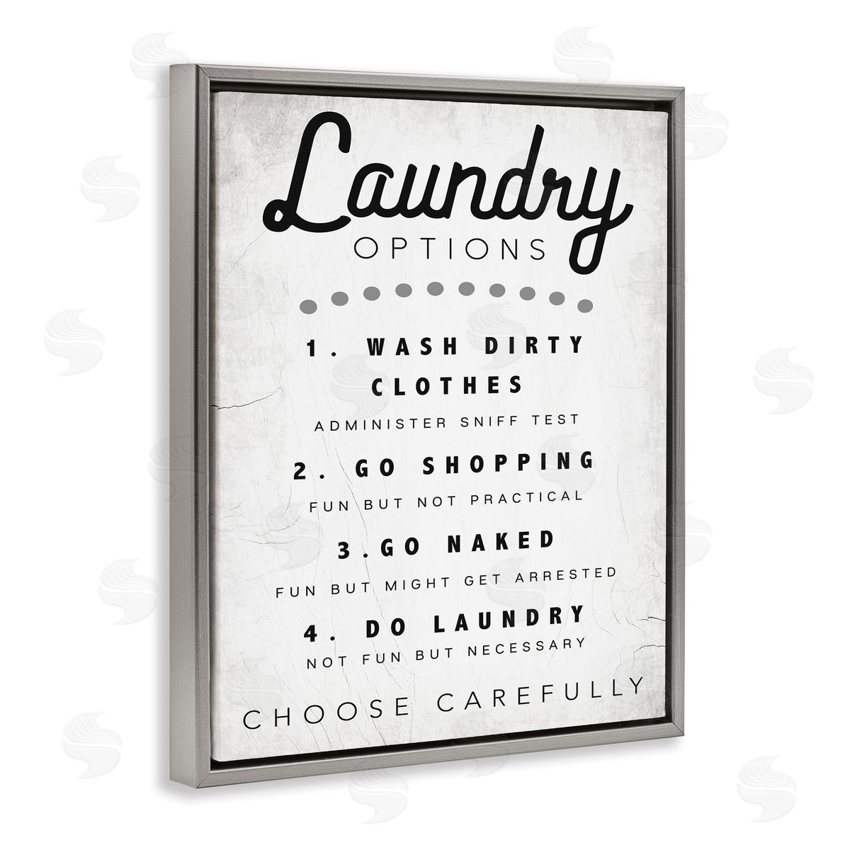 Stupell Studio Laundry Options Sign Funny Cleaning Suggestions Gray Floater Frame Canvas Art