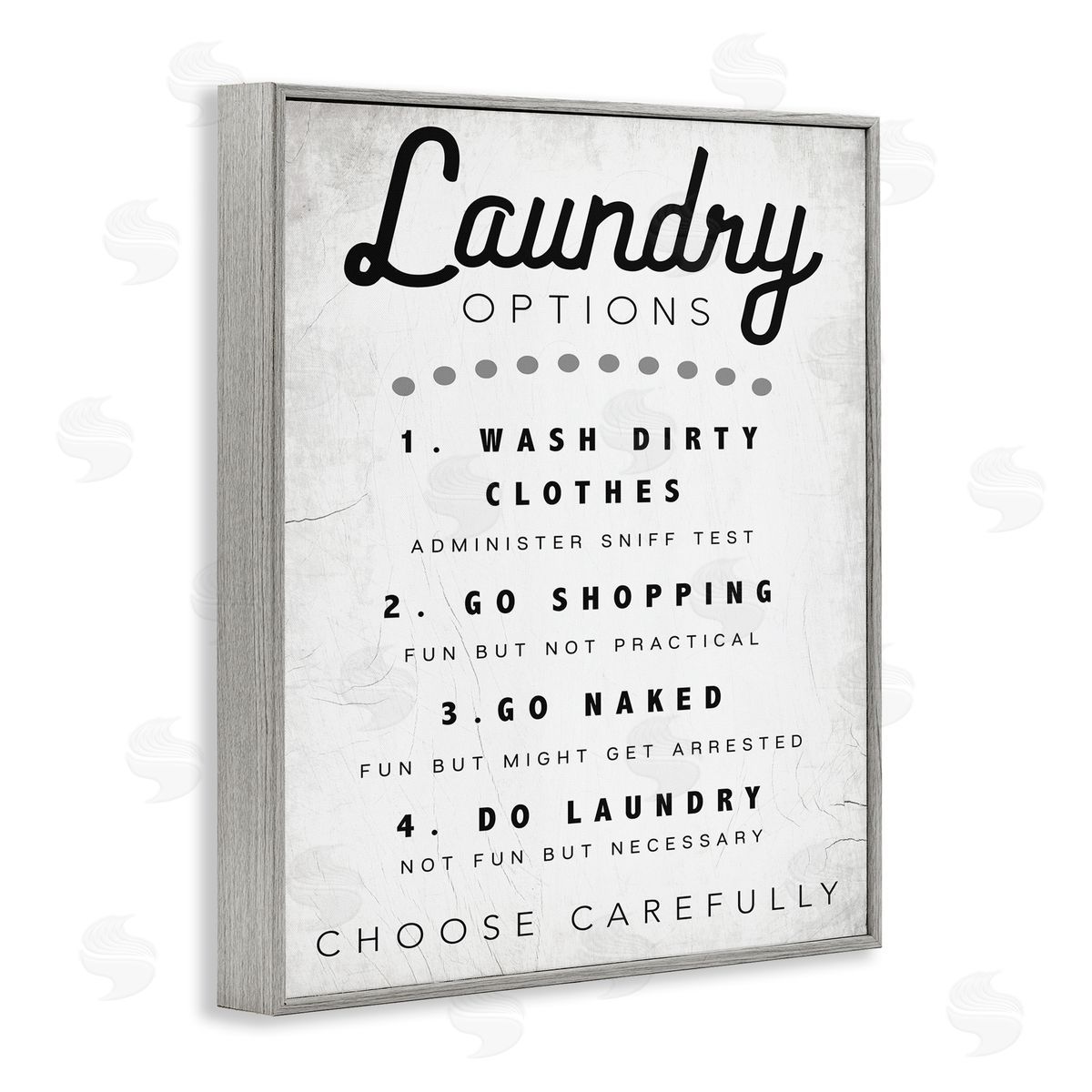 Stupell Studio Laundry Options Sign Funny Cleaning Suggestions Gray Framed Giclee Wall Art