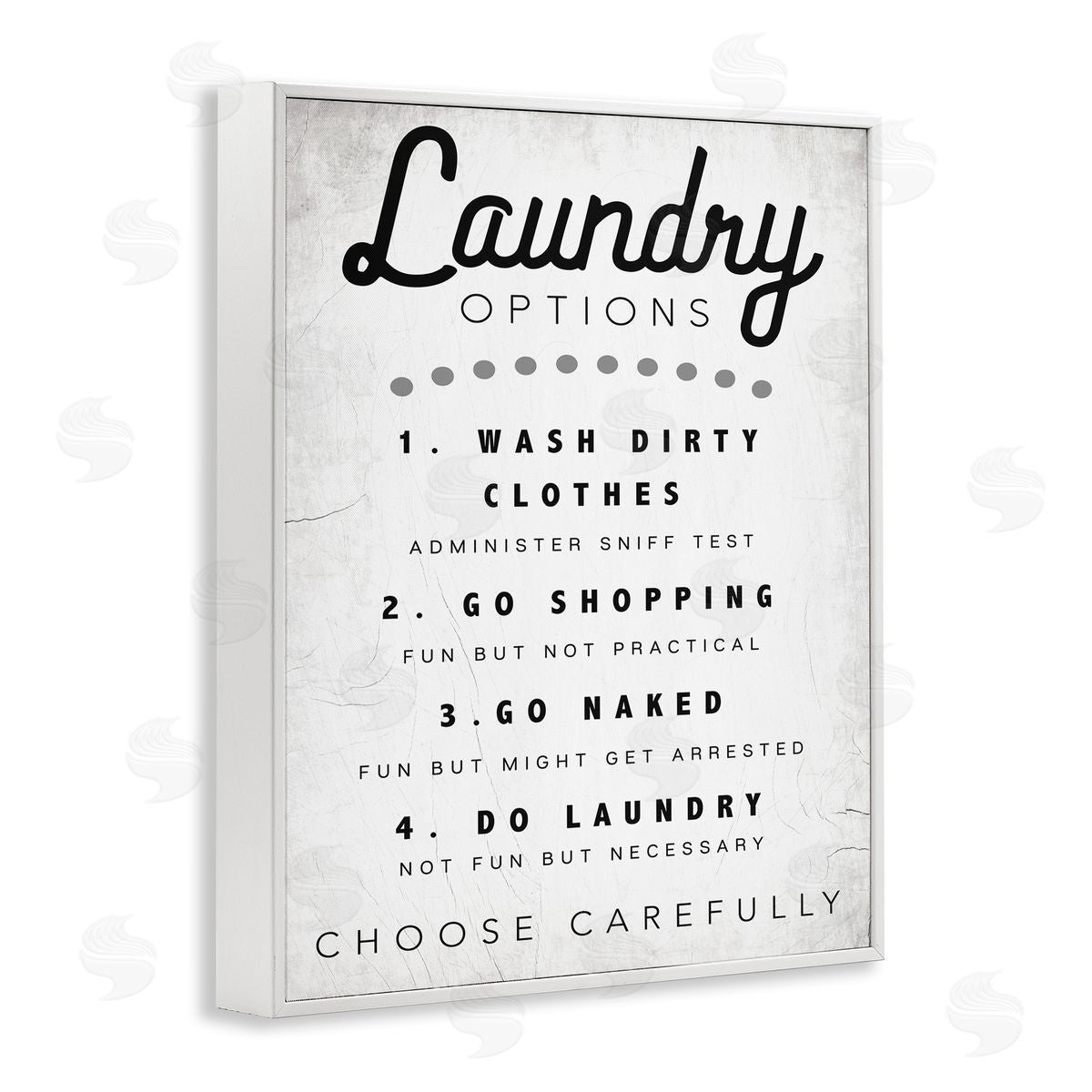 Stupell Studio Laundry Options Sign Funny Cleaning Suggestions White Framed Giclee Wall Art