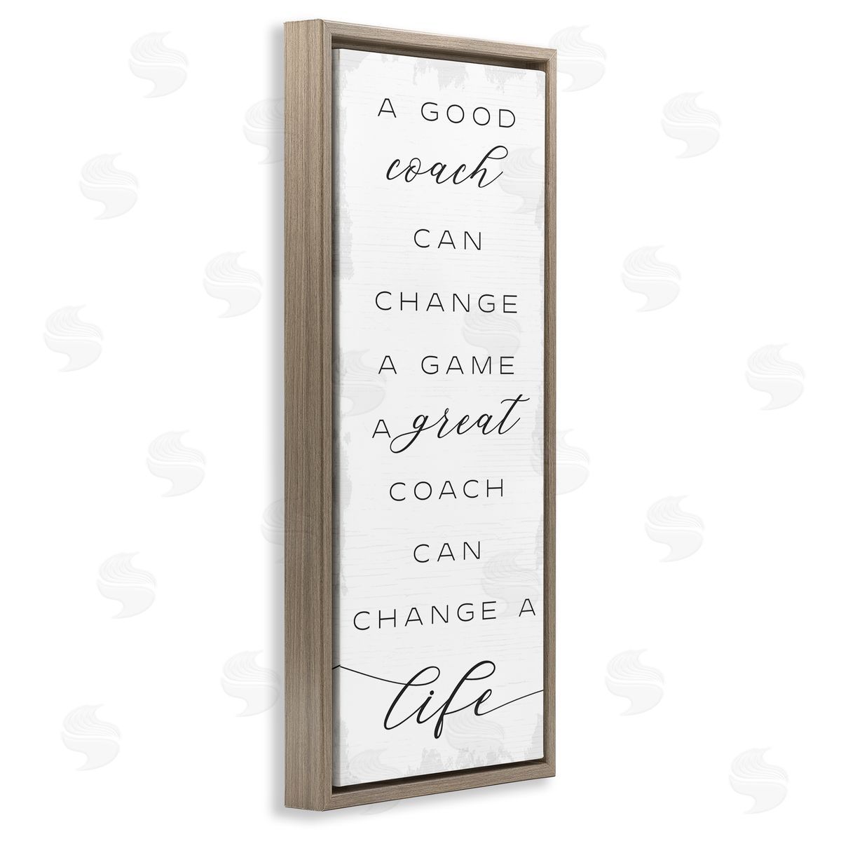 Stupell Studio A Great Coach Change's Life Sentiments Sports Appreciation Brown Floater Frame Canvas Art
