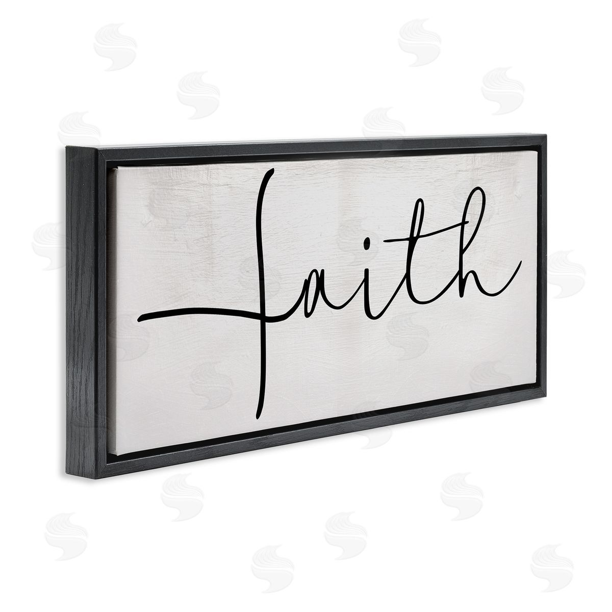 Stupell Studio Minimal Faith Text Elegant Cursive Typography Black Floater Frame Canvas Art