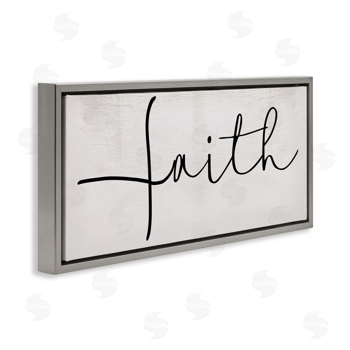 Stupell Studio Minimal Faith Text Elegant Cursive Typography Gray Floater Frame Canvas Art