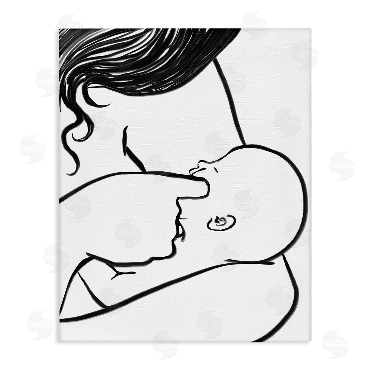 Stupell Studio Mother Nursing Child Portrait Minimal Black White Canvas Wall Art