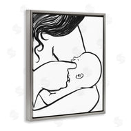 Stupell Studio | Mother Nursing Child Portrait Minimal Black White