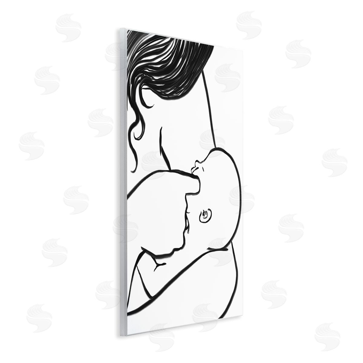 Stupell Studio Mother Nursing Child Portrait Minimal Black White Wall Plaque Art