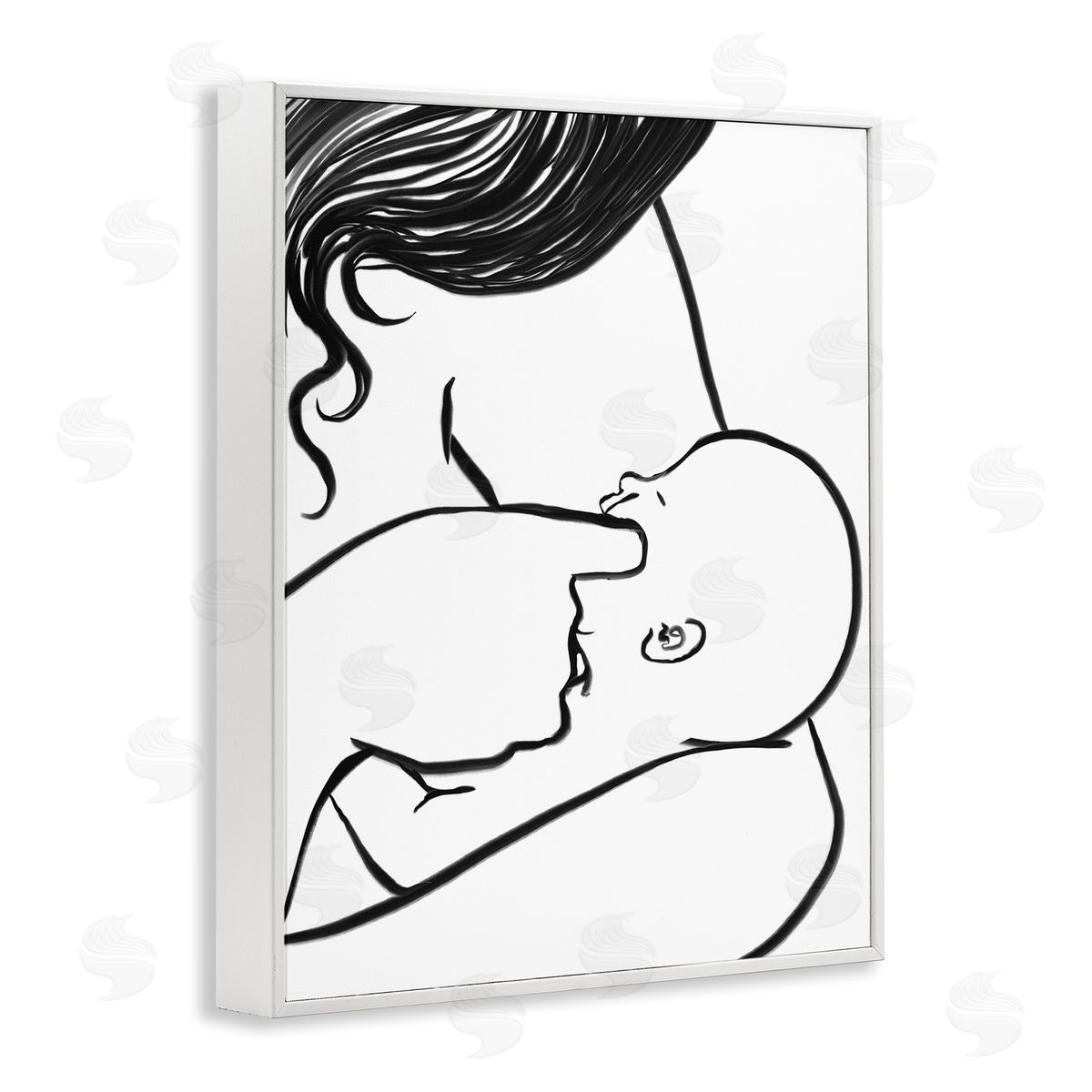 Stupell Studio Mother Nursing Child Portrait Minimal Black White White Framed Giclee Wall Art