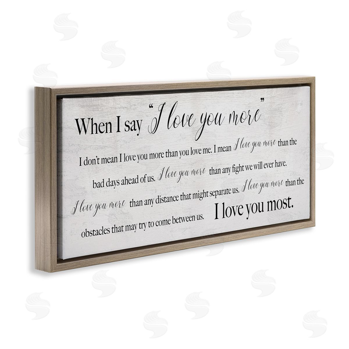 Love You Most Sentiments Brown Floating Frame Canvas Wall Art, Home Decor by Stupell Studio