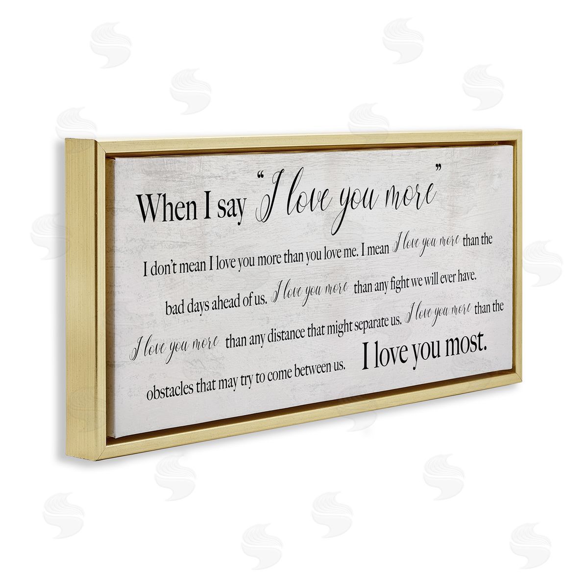 Love You Most Sentiments Gold Floating Frame Canvas Wall Art, Home Decor by Stupell Studio