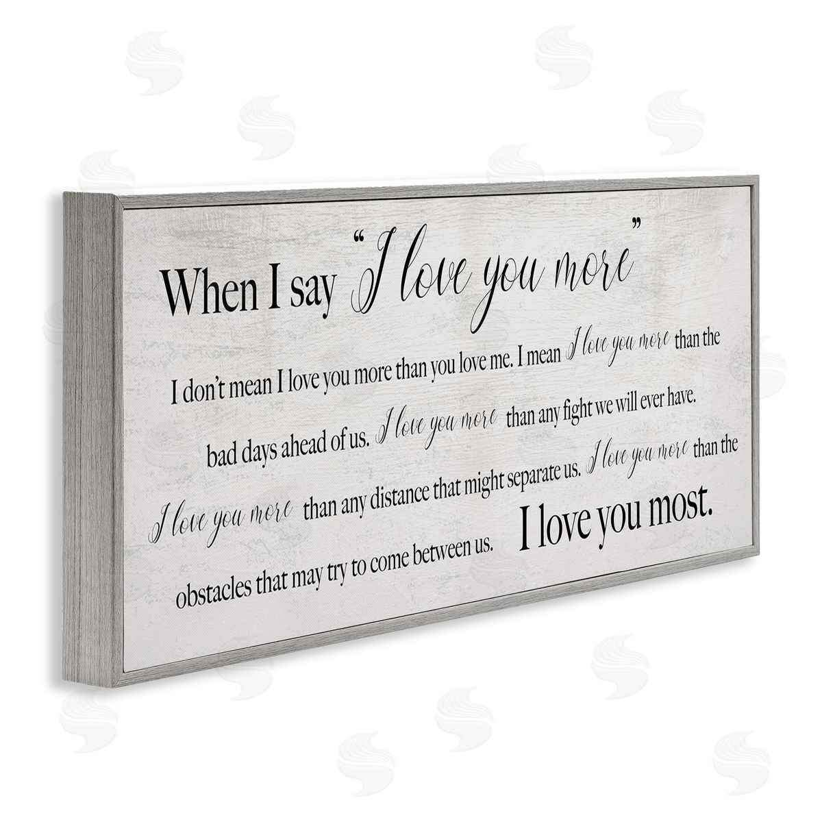 Love You Most Sentiments Grey Frame Print Wall Art, Home Decor by Stupell Studio