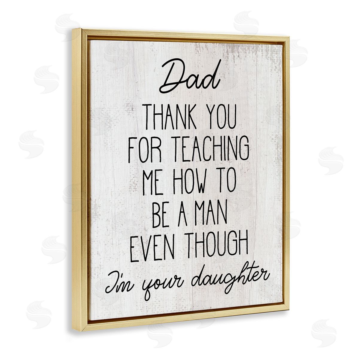 Stupell Studio Dad Thank You Phrase Family Daughter Humor Gold Floater Frame Canvas Art