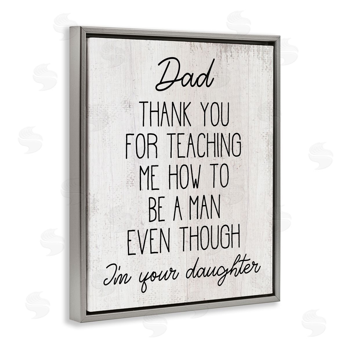 Stupell Studio Dad Thank You Phrase Family Daughter Humor Gray Floater Frame Canvas Art