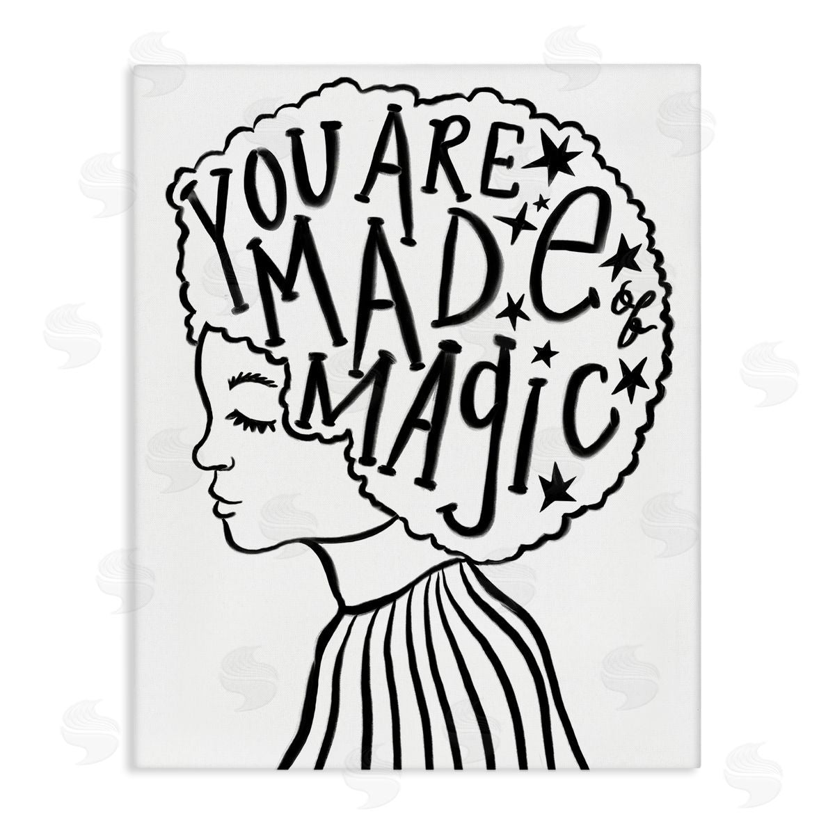 Stupell Studio Made of Magic Phrase Children's Hair Portrait Canvas Wall Art