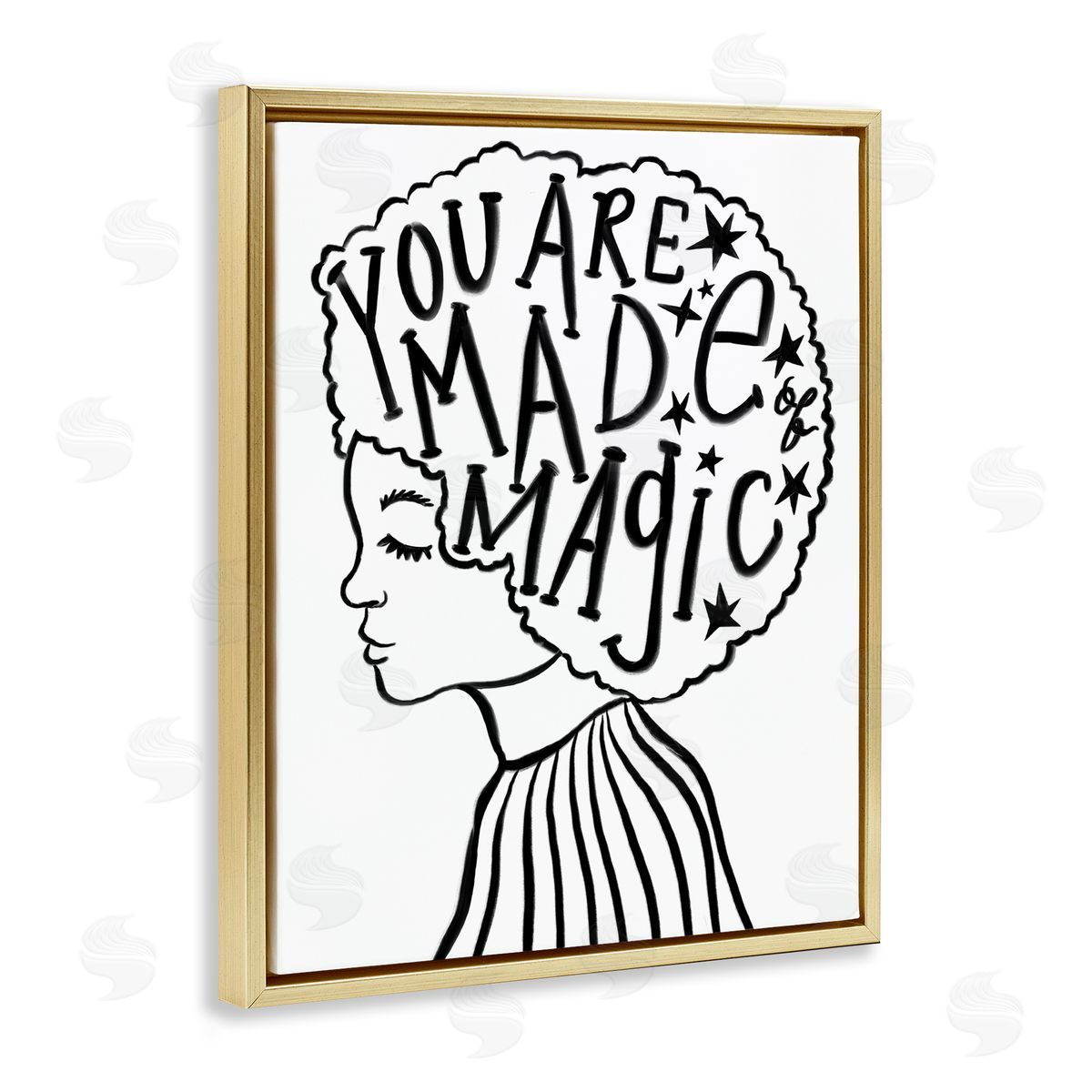 Stupell Studio Made of Magic Phrase Children's Hair Portrait Gold Floater Frame Canvas Art